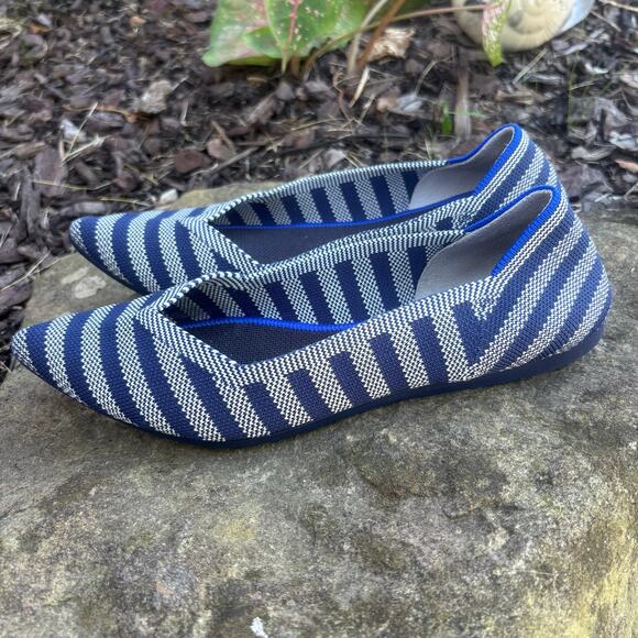 Rothy's The Point Flat Blue White Stripe Riviera Size 6.5‎ - Picture 6 of 8